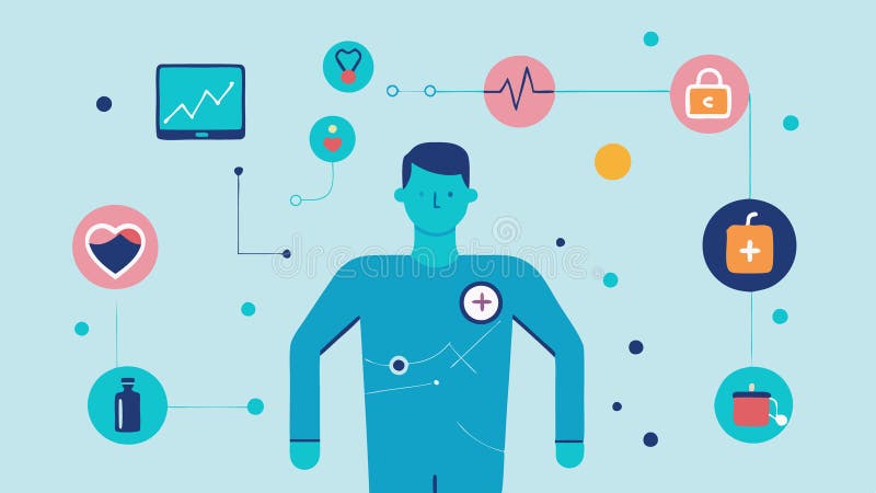 These illustrations encapsulate the various aspects and functionalities of wearable health technology in a visually royalty free illustration