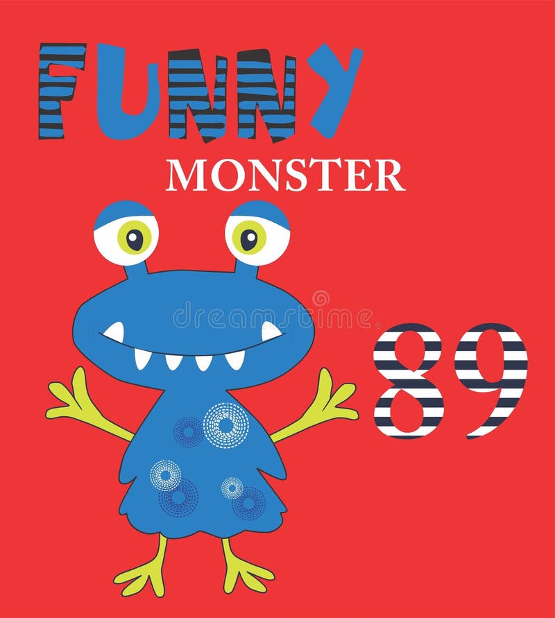 Funny Monster T Shirt Print Vector Art Stock Vector - Illustration of