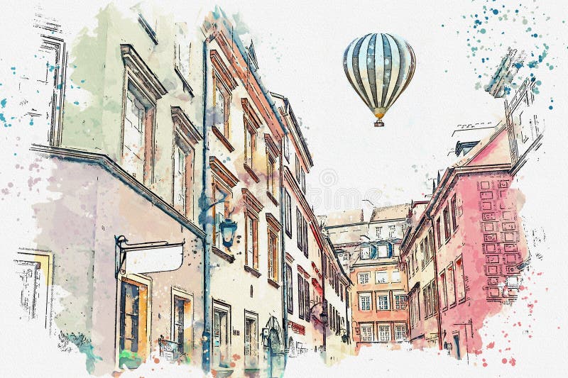 Illustrations- oder Aquarellskizze Traditionelle Architektur herein in Warschau, Polen stock abbildung Illustrations- oder Aquarellskizze Traditionelle Architektur herein in Warschau, Polen stock abbildung