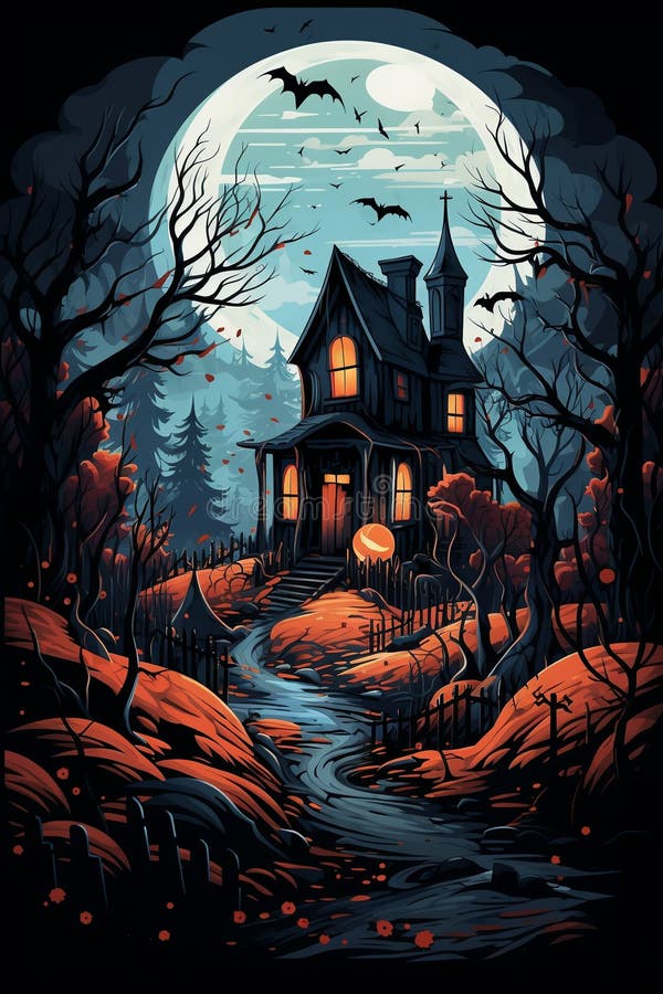 Cartoon Halloween Spooky House. Mystic Clipart Stock Illustration ...