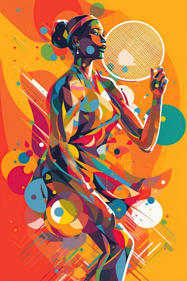 Illustrations of a Tennis Player. Generative Ai Stock Illustration ...