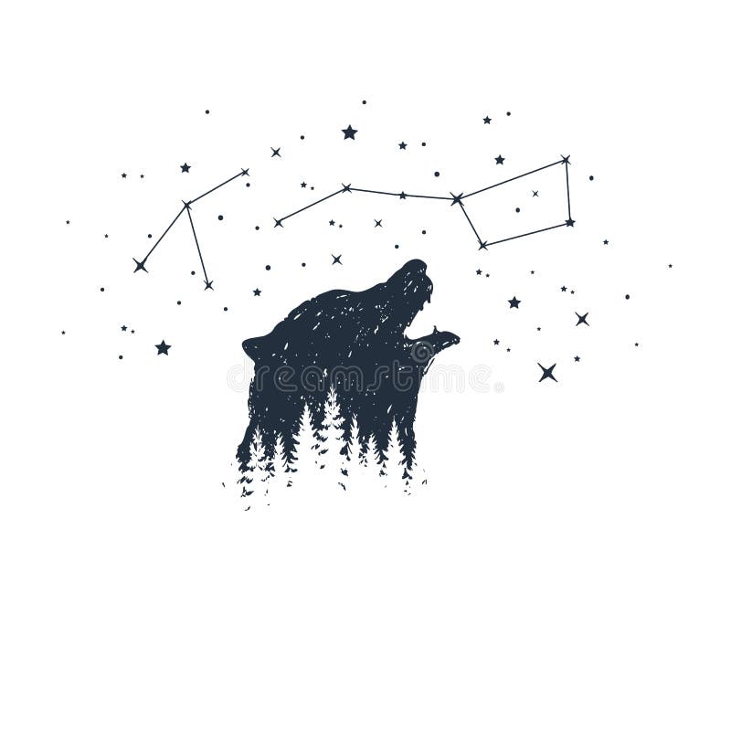 Illustrations tirées par la main de vecteur d'animal et de constellation illustration stock Illustrations tirées par la main de vecteur d'animal et de constellation illustration stock