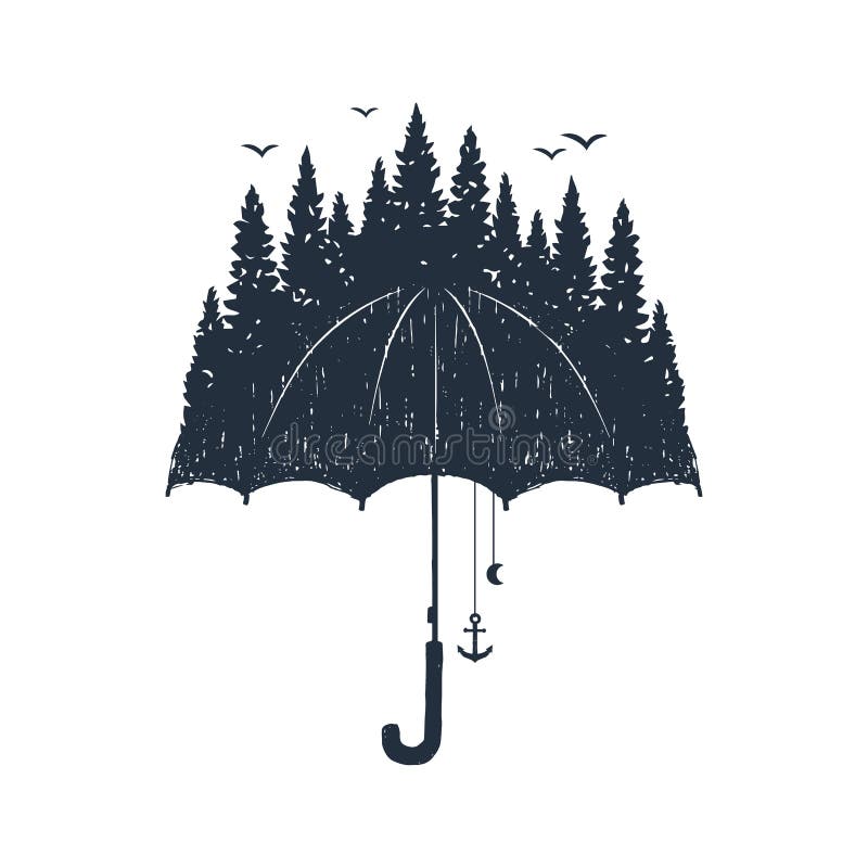 Illustrations tirées par la main de vecteur de parapluie illustration stock Illustrations tirées par la main de vecteur de parapluie illustration stock
