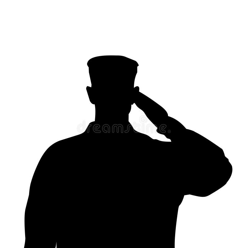 Illustrationsvektorgraphikschattenbild des halben Körpers ein Soldat war Gruß stock abbildung