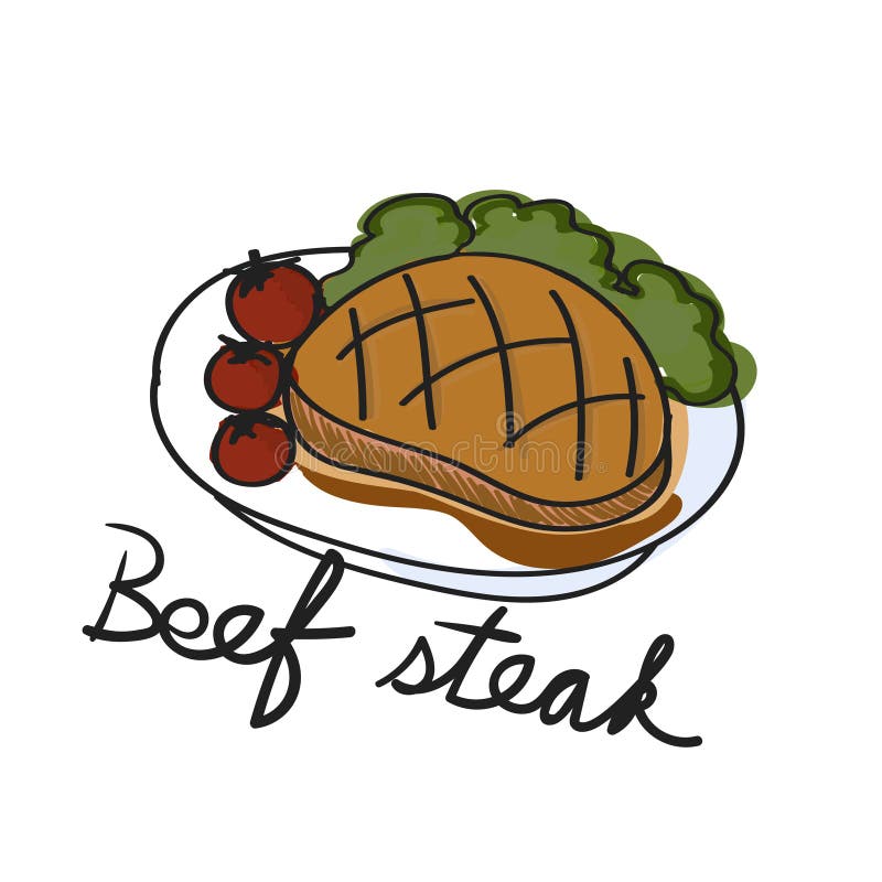 Illustrationszeichnungsart des Rindfleischsteaks stock abbildung