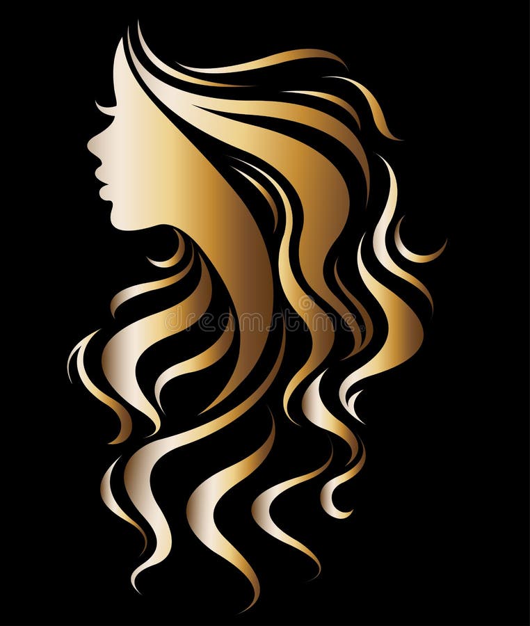 Illustrationvektor av den guld- symbolen för kvinnakontur vektor illustrationer