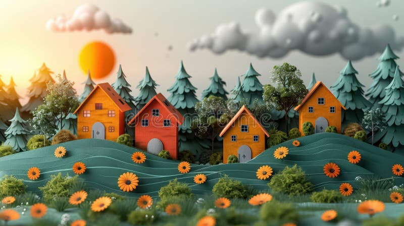 An illustrative concept of the housing market vector illustratie