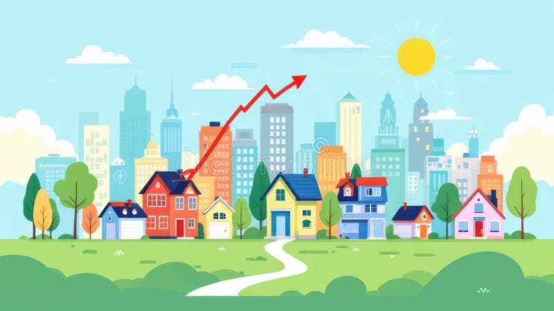 An illustrative concept of the housing market royalty-vrije illustratie