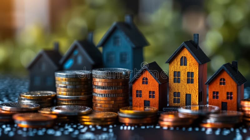 An illustrative concept of the housing market stock illustratie