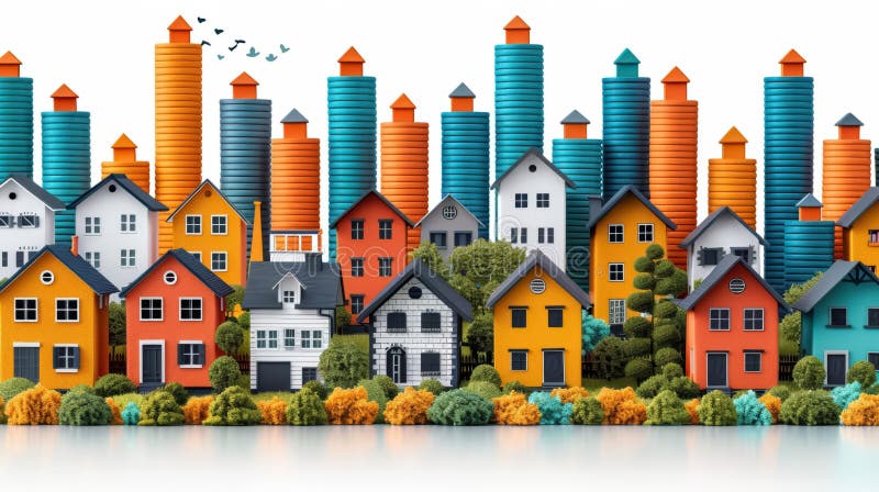 An illustrative concept of the housing market vector illustratie