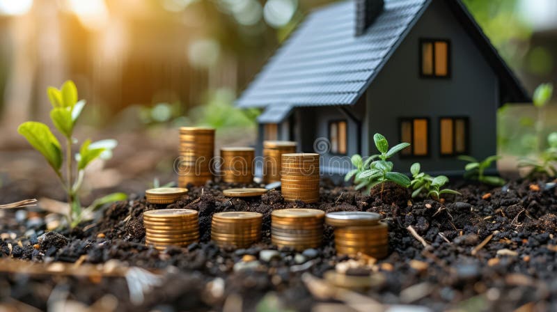 An illustrative concept of the housing market royalty-vrije illustratie