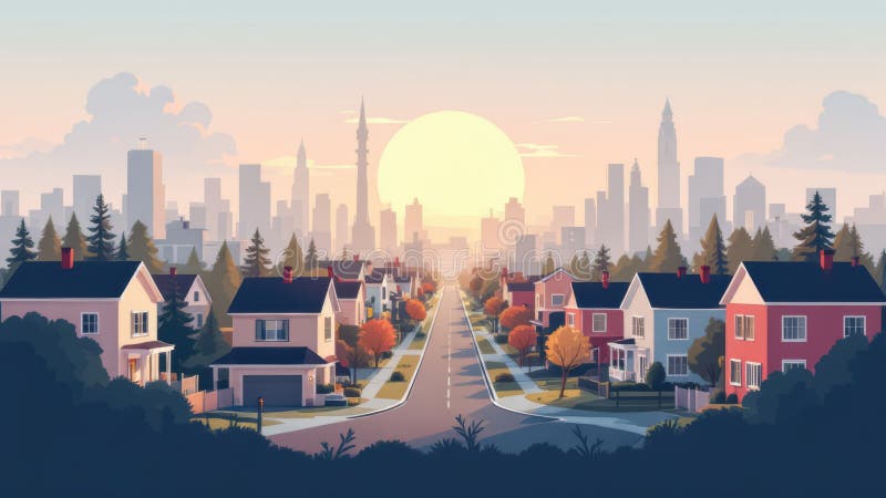 An illustrative concept of the housing market vector illustratie