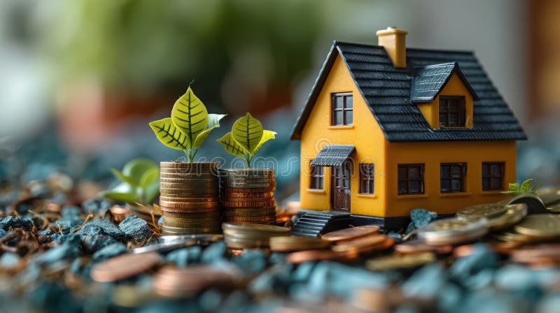 An illustrative concept of the housing market royalty-vrije illustratie