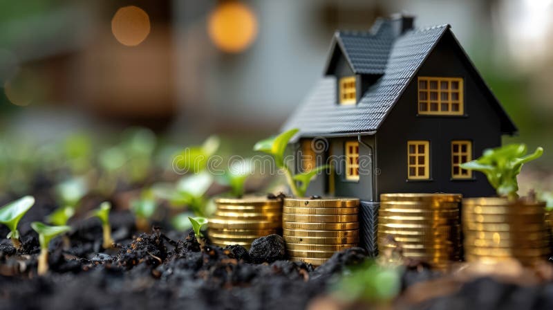 An illustrative concept of the housing market royalty-vrije illustratie