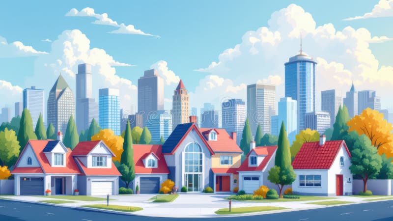 An illustrative concept of the housing market royalty-vrije illustratie