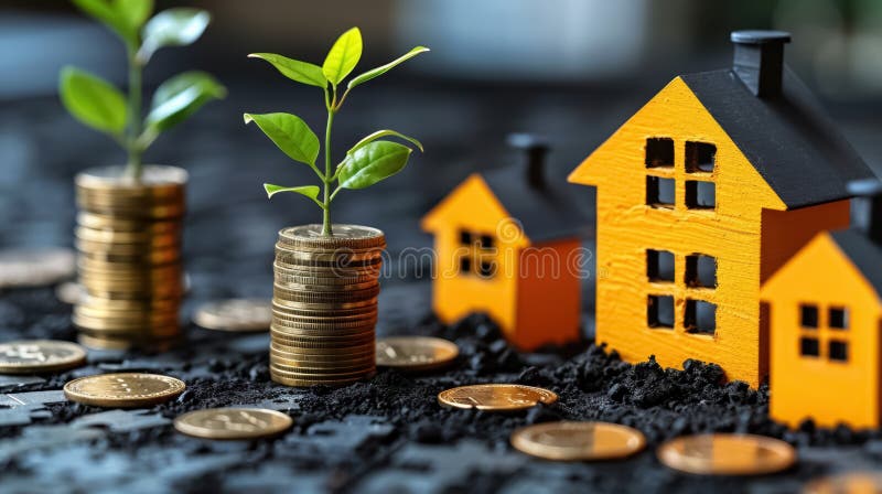 An illustrative concept of the housing market royalty-vrije illustratie