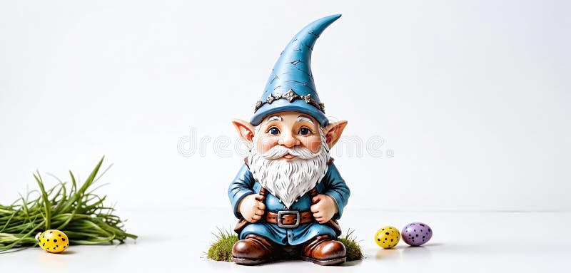 Illustrative depiction of easter gnome, cute gnomes, dwarf with easter eggs easter gnomes, cute gnomes, dwarf with easter eggs stock illustration