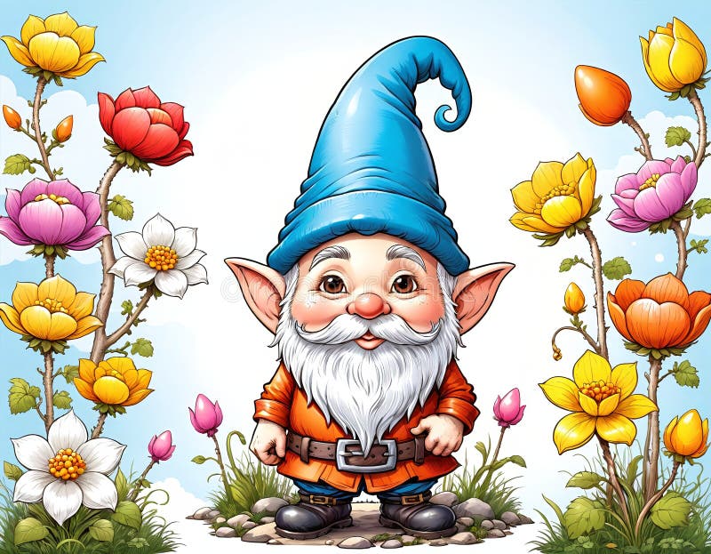 Illustrative depiction of easter gnome, cute gnomes, dwarf with easter eggs easter gnomes, cute gnomes, dwarf with easter eggs stock illustration