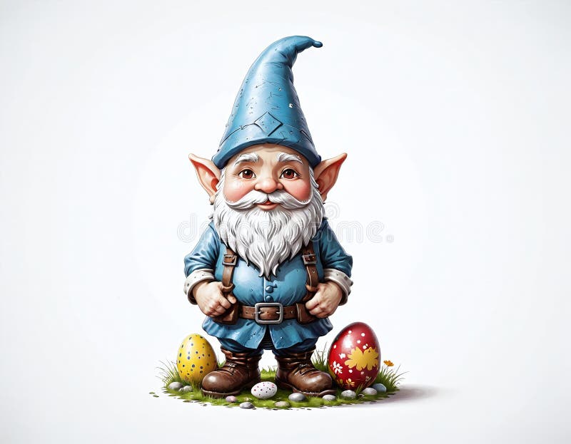 Illustrative depiction of easter gnome, cute gnomes, dwarf with easter eggs easter gnomes, cute gnomes, dwarf with easter eggs vector illustration