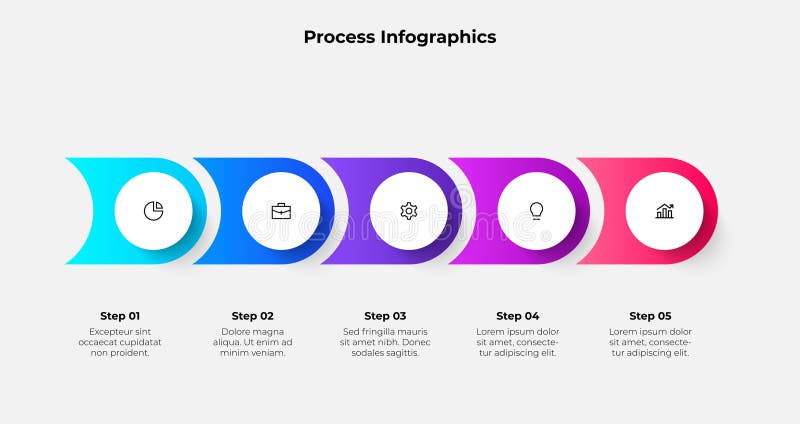 Illustrative 5 step infographic. Perfect for presentations, data visualization, and organizational representation vector illustration