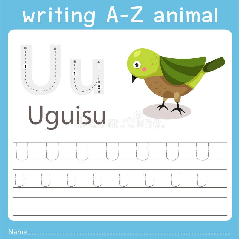 Illustrator de escribir a-z el uguisu animal de u ilustración del vector Illustrator de escribir a-z el uguisu animal de u ilustración del vector
