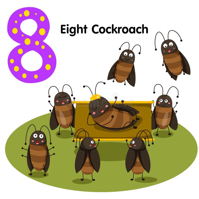 Illustrator of number eight cockroach vector illustration