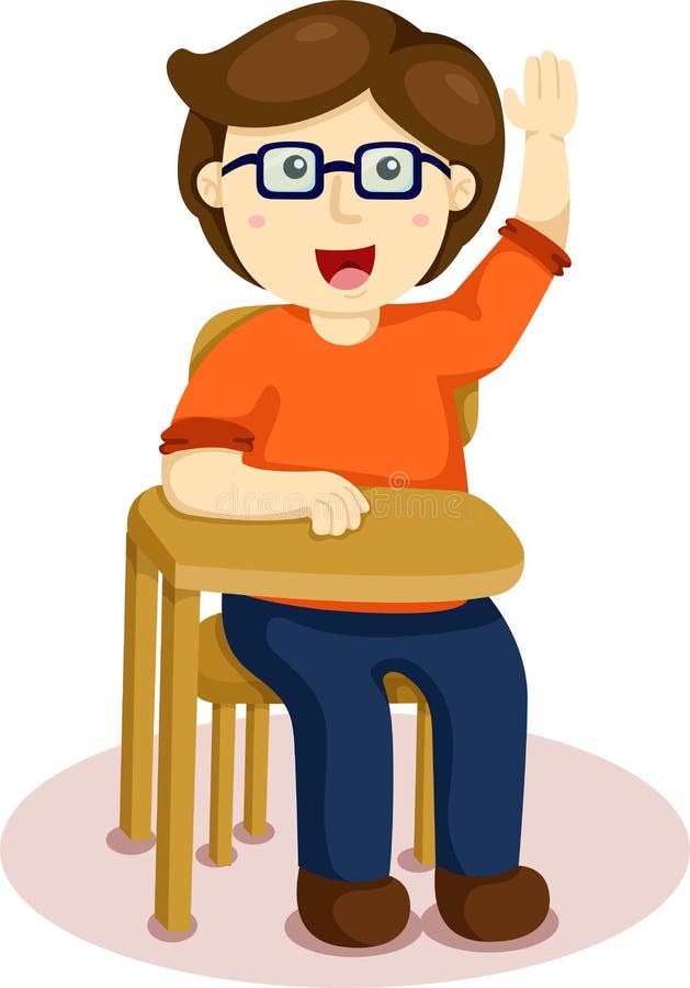 Illustrator of School Boy Sitting on Table Stock Vector Illustration