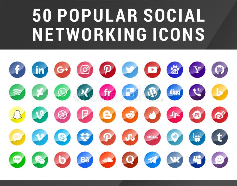 50 Popular Social Media Icons stock illustration 50 Popular Social Media Icons stock illustration
