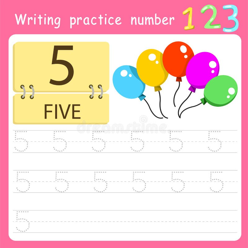 Illustrator Write practice number 5 royalty free illustration