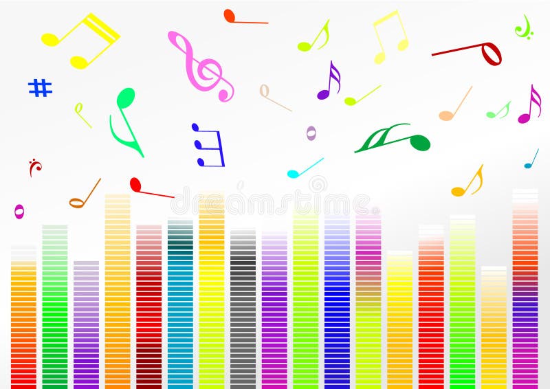 Illustrazione astratta con le barre del volume e la musica N illustrazione di stock Illustrazione astratta con le barre del volume e la musica N illustrazione di stock