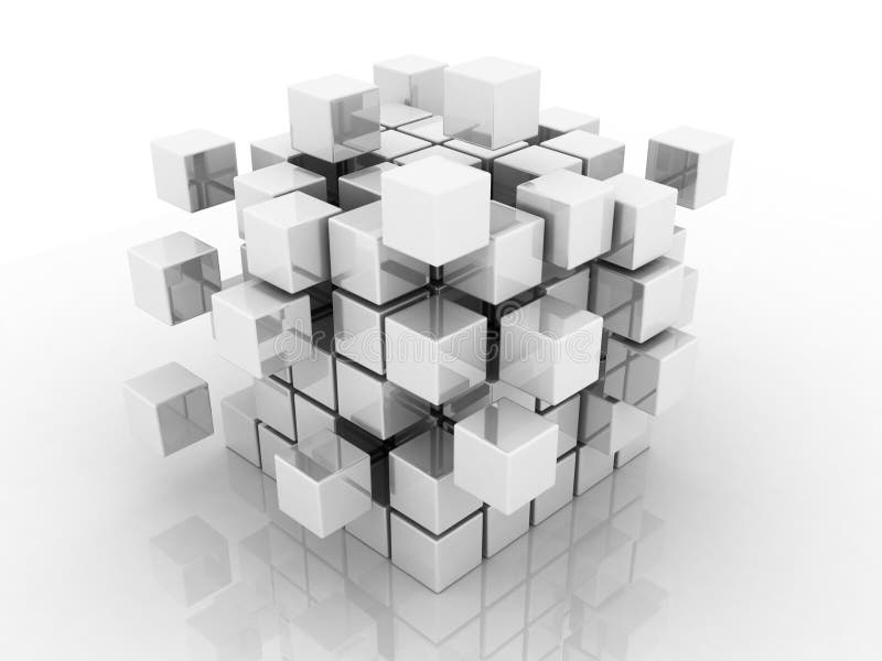 Illustrazione astratta 3d del cubo che monta dai blocchi illustrazione di stock Illustrazione astratta 3d del cubo che monta dai blocchi illustrazione di stock