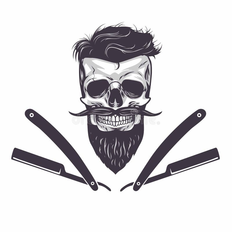 Illustrazione barbuta di vettore del cranio royalty illustrazione gratis Illustrazione barbuta di vettore del cranio royalty illustrazione gratis