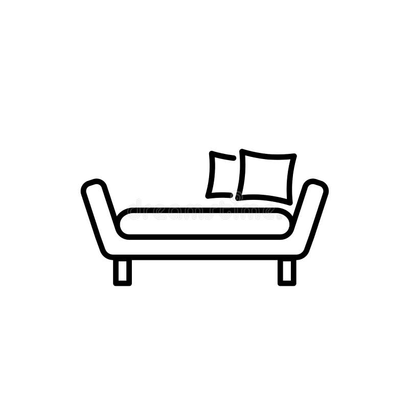 Illustrazione bianca e nera di vettore di posto letto per ricoveri giornalieri con i cuscini Comfor illustrazione di stock Illustrazione bianca e nera di vettore di posto letto per ricoveri giornalieri con i cuscini Comfor illustrazione di stock