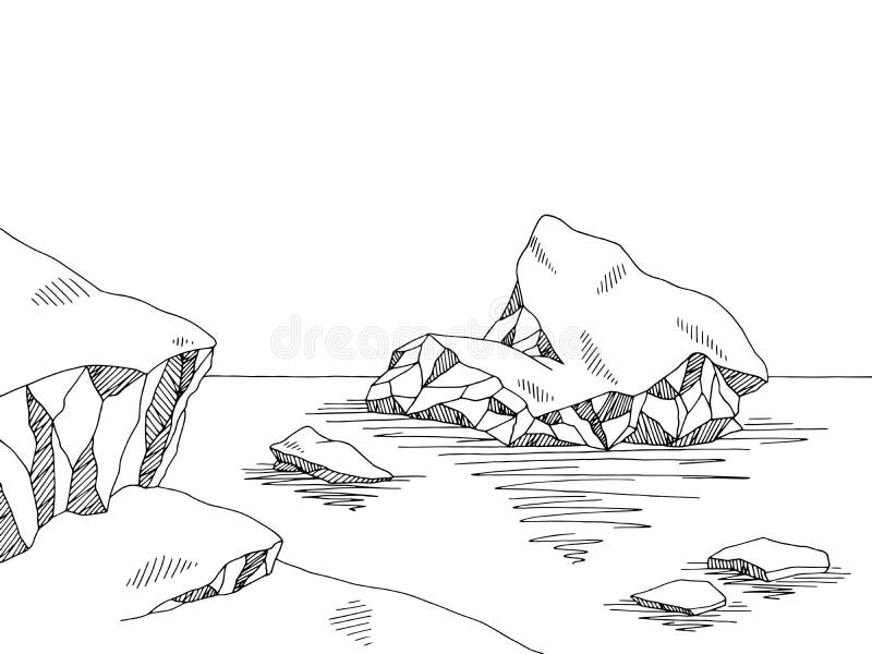 Illustrazione bianca nera grafica di schizzo dell'iceberg royalty illustrazione gratis Illustrazione bianca nera grafica di schizzo dell'iceberg royalty illustrazione gratis
