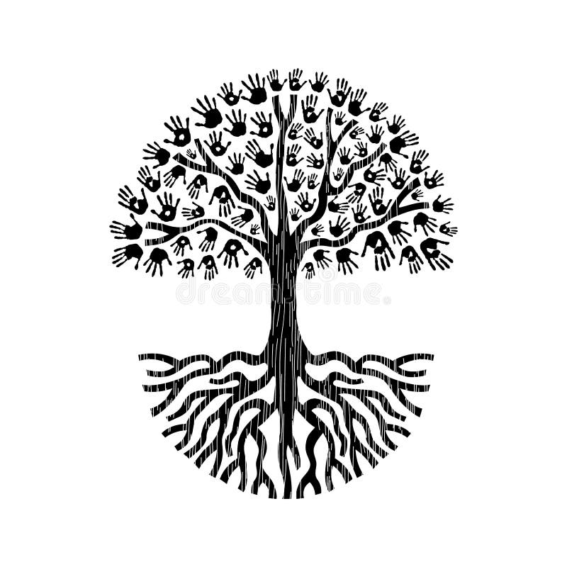 Illustrazione in bianco e nero dell'albero della mano isolata royalty illustrazione gratis Illustrazione in bianco e nero dell'albero della mano isolata royalty illustrazione gratis