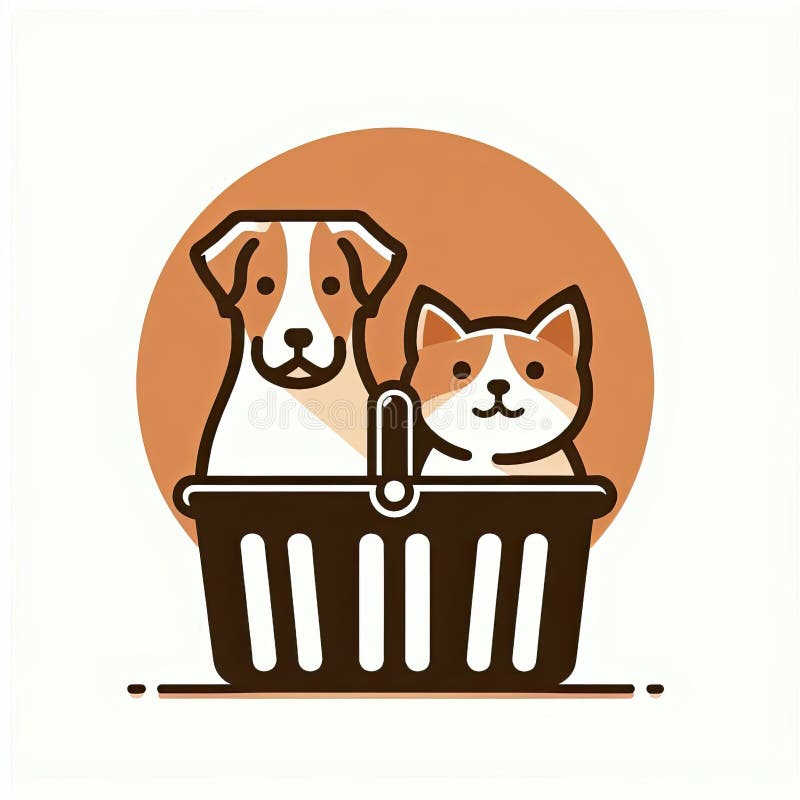 Illustrazione bizzarra di animali domestici all'interno di un'icona di un carrello royalty illustrazione gratis