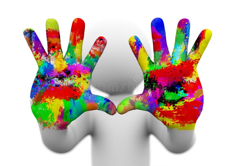 illustrazione coloful delle mani dipinta acquerello 3d. illustrazione di stock illustrazione coloful delle mani dipinta acquerello 3d. illustrazione di stock