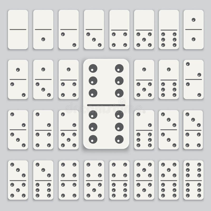 Illustrazione creativa di vettore della serie completa realistica di domino isolata su fondo trasparente Progettazione di arte de illustrazione di stock Illustrazione creativa di vettore della serie completa realistica di domino isolata su fondo trasparente Progettazione di arte de illustrazione di stock