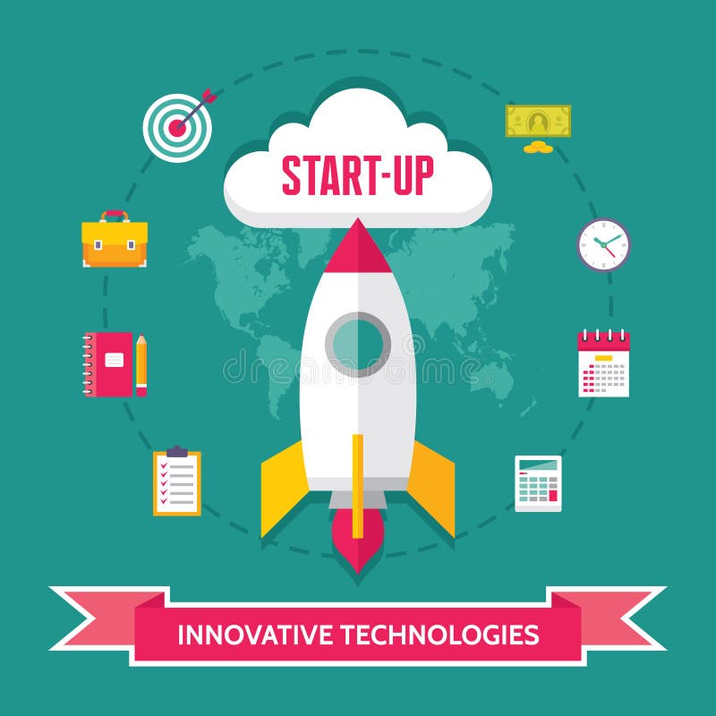 Illustrazione creativa Start-Up nello stile piano di progettazione illustrazione vettoriale Illustrazione creativa Start-Up nello stile piano di progettazione illustrazione vettoriale