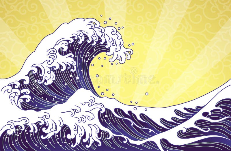 Illustrazione d'arte dell'onda oceanica giappone