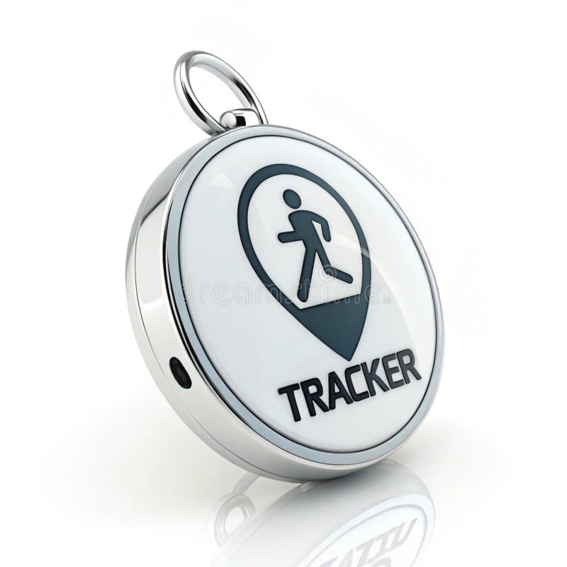 Illustrazione 3D dell'icona di tracker isolata su sfondo bianco. Illustrazione 3D di un'icona di un tracker isolata su uno sfondo bianco che simboleggia i sistemi di monitoraggio e di tracciamento per vari elementi o attività