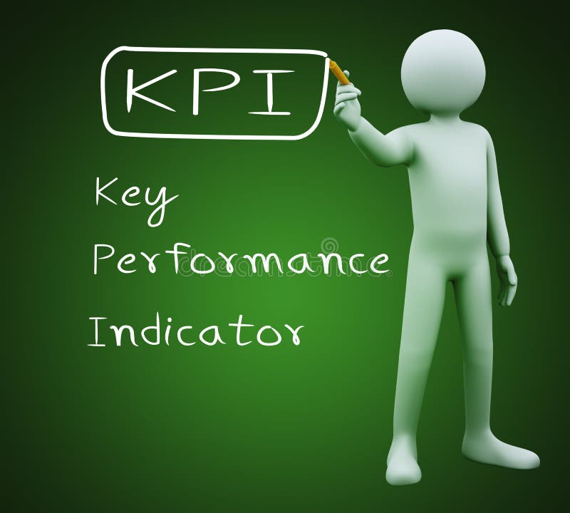 3d illustration of person with marker writing kpi key performance indicator. 3d rendering of people - human character. 3d illustration of person with marker writing kpi key performance indicator. 3d rendering of people - human character.