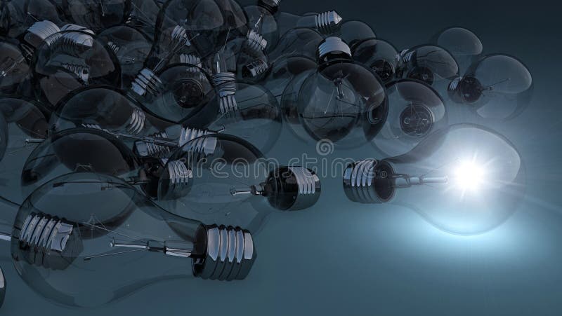 3D illustration of simple light bulbs. 3D illustration of simple light bulbs.