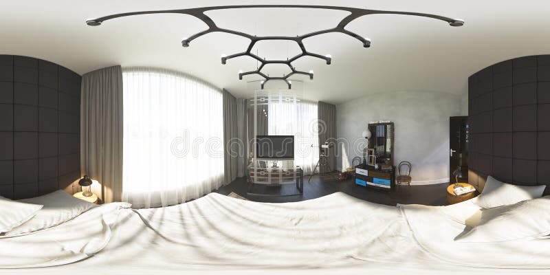 illustrazione 3d 360 gradi di panorama della camera da letto royalty illustrazione gratis illustrazione 3d 360 gradi di panorama della camera da letto royalty illustrazione gratis