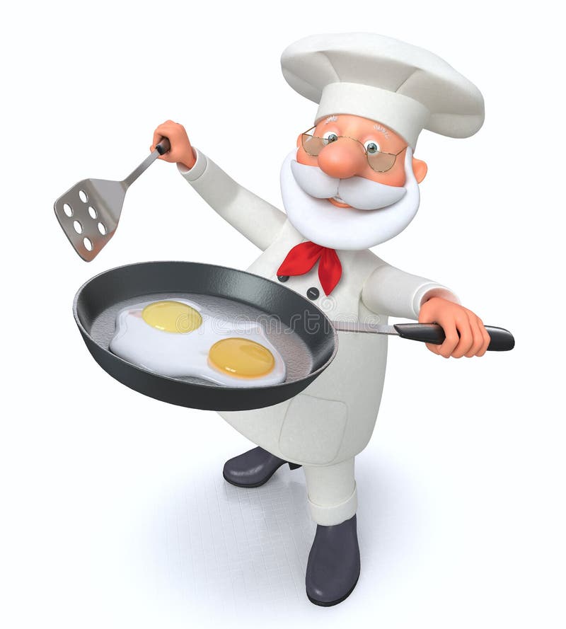 illustrazione 3D il cuoco con una padella illustrazione di stock illustrazione 3D il cuoco con una padella illustrazione di stock