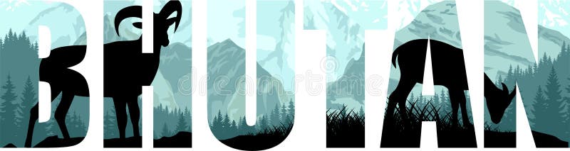 Illustrazione del Bhutan con gli stambecchi himalayani illustrazione di stock Illustrazione del Bhutan con gli stambecchi himalayani illustrazione di stock