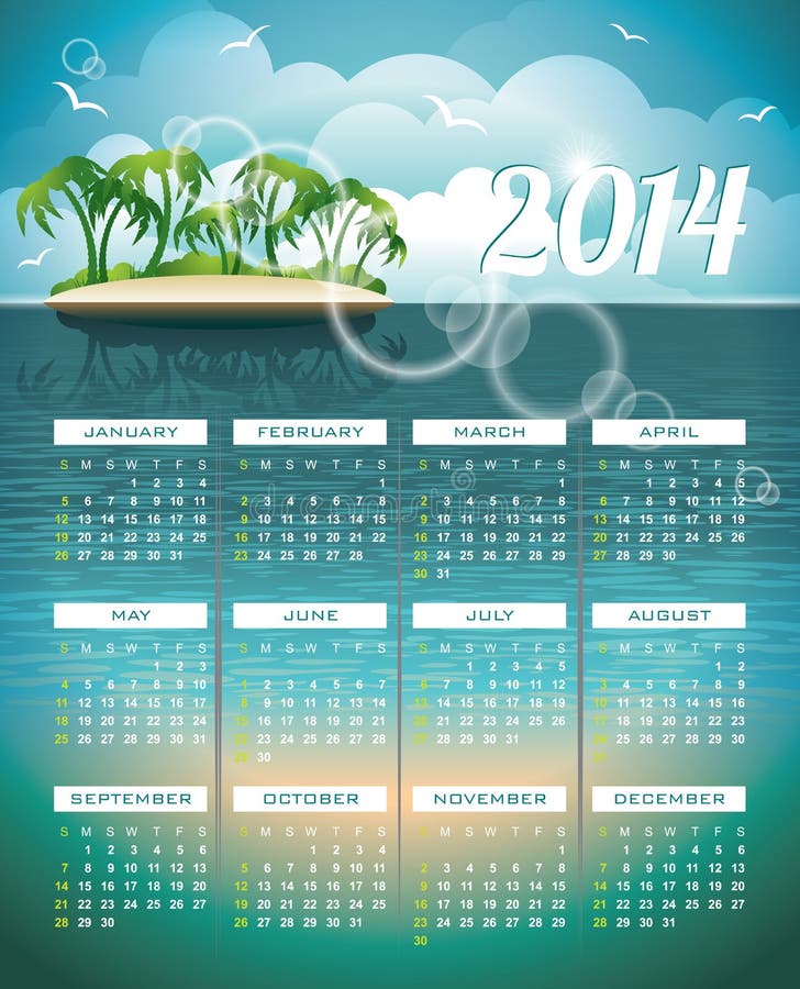 Illustrazione 2014 del calendario di vettore. royalty illustrazione gratis