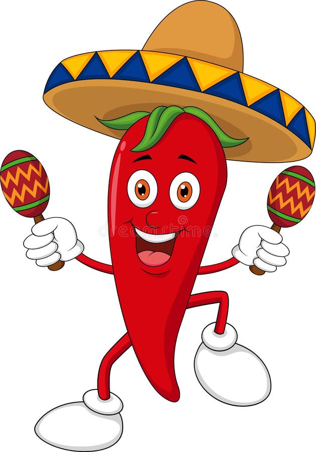 Dancing felice del peperoncino con i maracas royalty illustrazione gratis Dancing felice del peperoncino con i maracas royalty illustrazione gratis