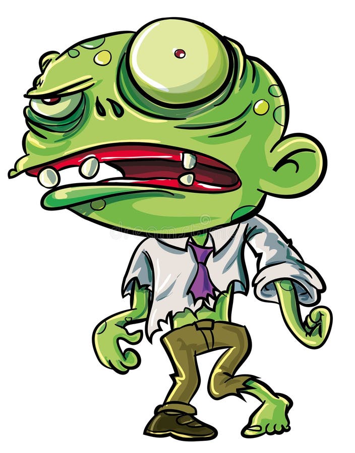 Illustrazione del fumetto dello zombie verde sveglio illustrazione vettoriale Illustrazione del fumetto dello zombie verde sveglio illustrazione vettoriale
