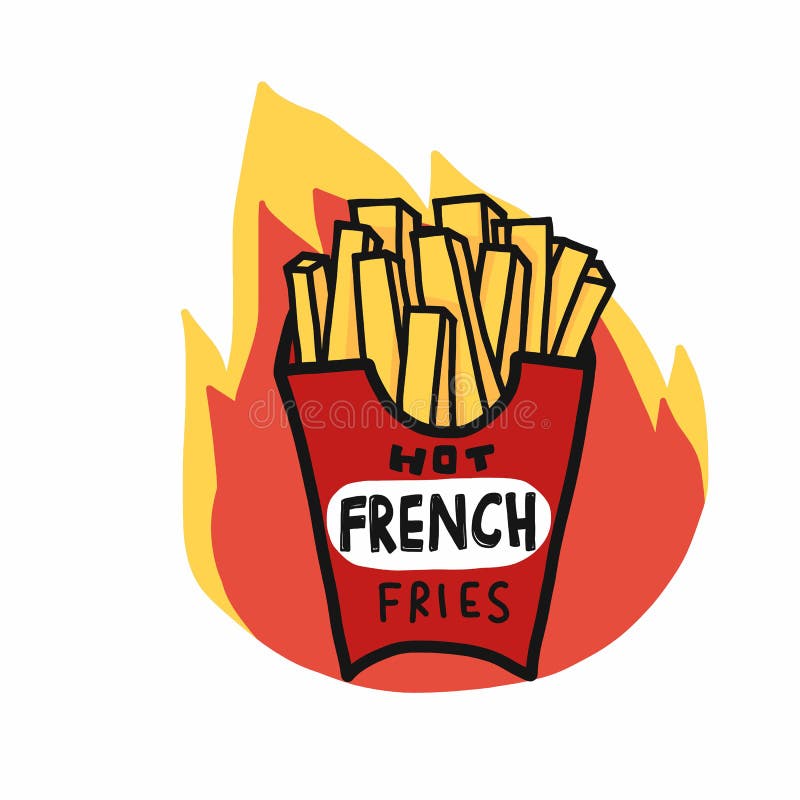 Illustrazione del logo di fumetti 'Fries Fellow Frites on Fire Vignette' illustrazione vettoriale
